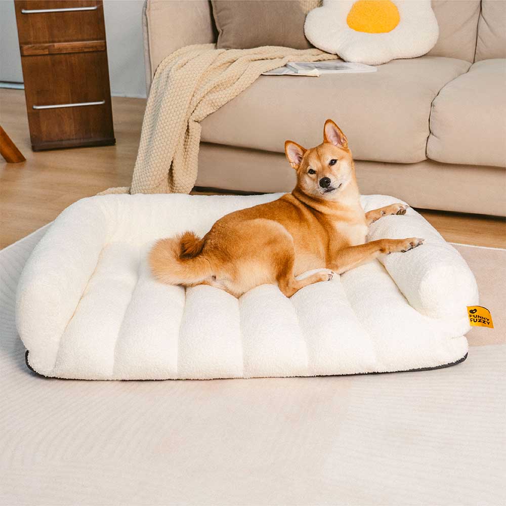 Großes Weiches Stützendes Orthopädisches Eckhundebett mit Kopfstütze - Cloudy Napper