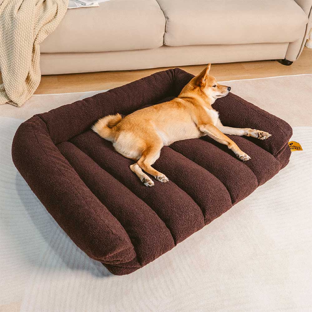 Großes Weiches Stützendes Orthopädisches Eckhundebett mit Kopfstütze - Cloudy Napper
