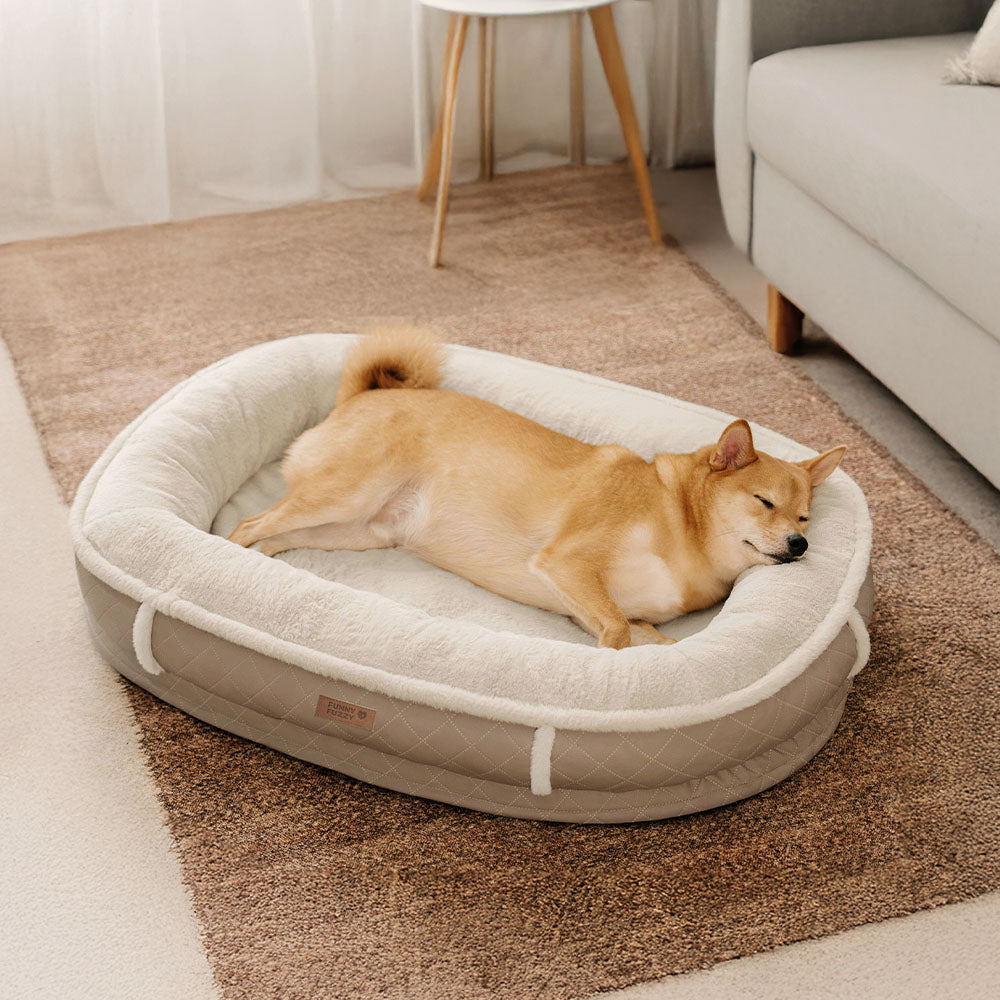 Deluxe Kunstleder & Plüsch Abnehmbares Orthopädisches Donut Hundebett - WarmNest