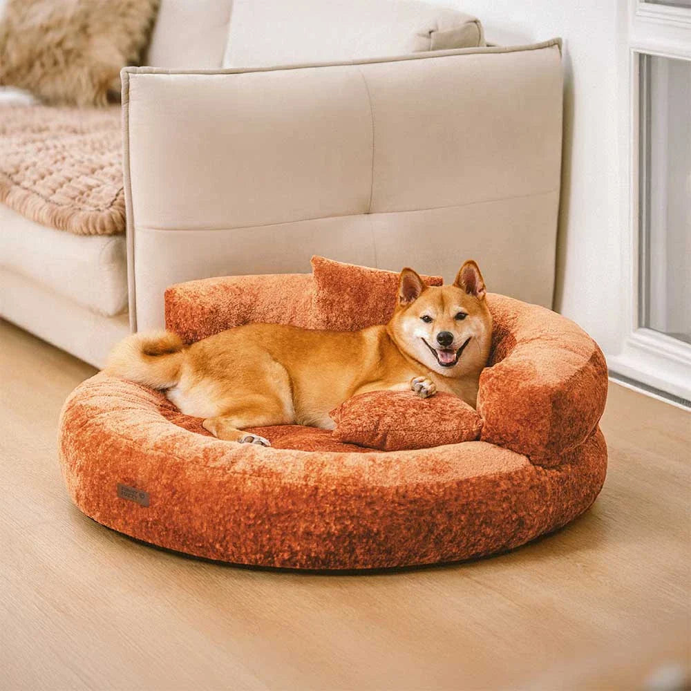 Orthopädisches Donut-Hundebett aus Diamond Velvet mit abnehmbarem Kissen – DreamNest