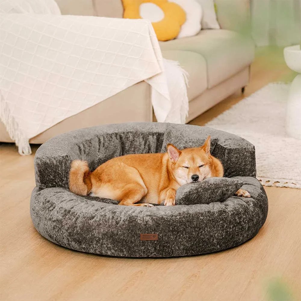 Orthopädisches Donut-Hundebett aus Diamond Velvet mit abnehmbarem Kissen – DreamNest