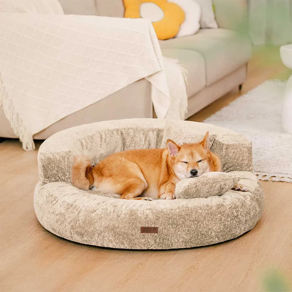 Orthopädisches Donut-Hundebett aus Diamond Velvet mit abnehmbarem Kissen – DreamNest