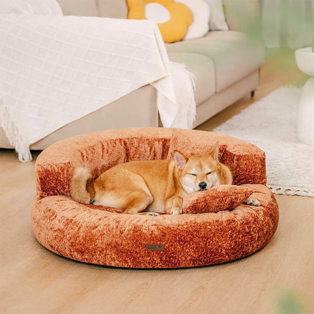 Orthopädisches Donut-Hundebett aus Diamond Velvet mit abnehmbarem Kissen – DreamNest