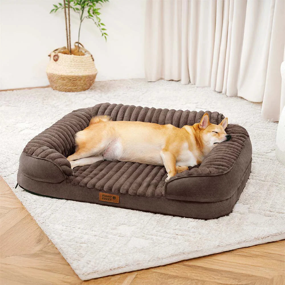 Fluffiges Plüsch-Orthopädisches Waschbares Bolster- Eckhundebett- ComfyPaws