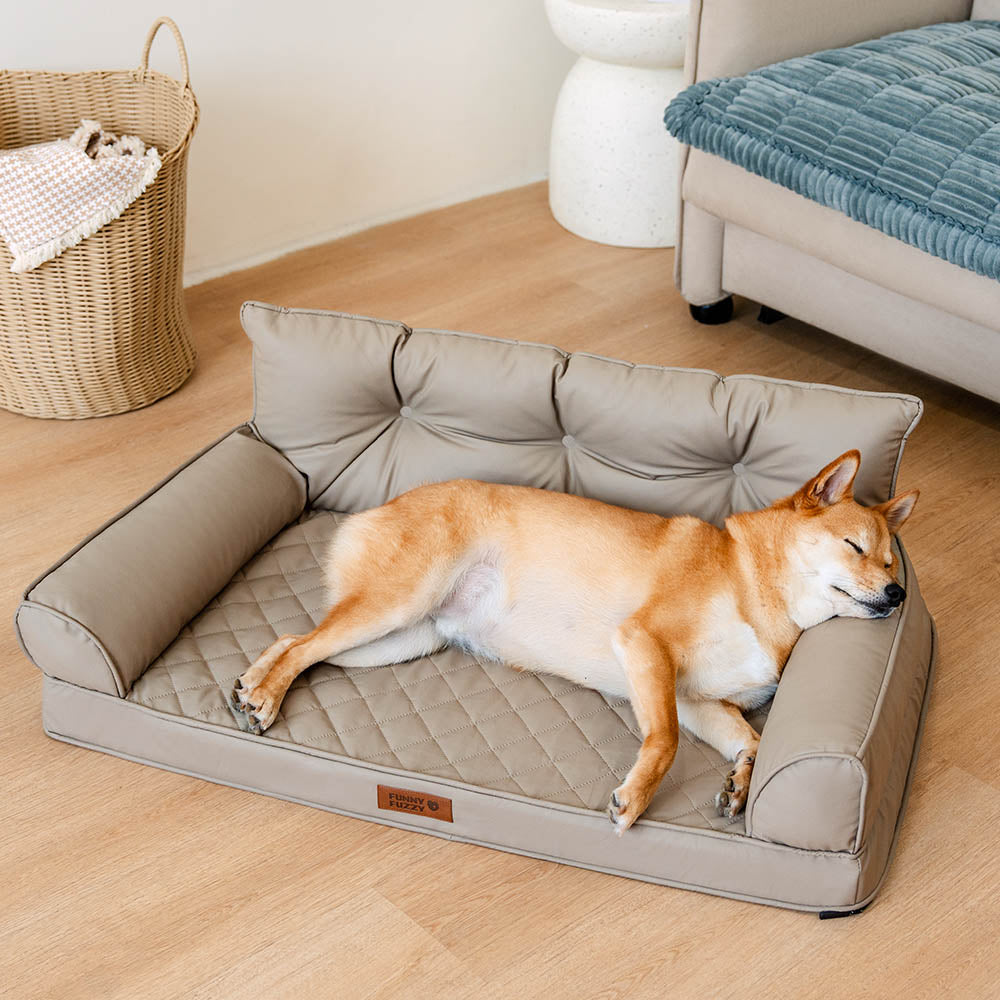 Luxe Kunstleder faltbares orthopädisches großes Hundebett - CoreLounge