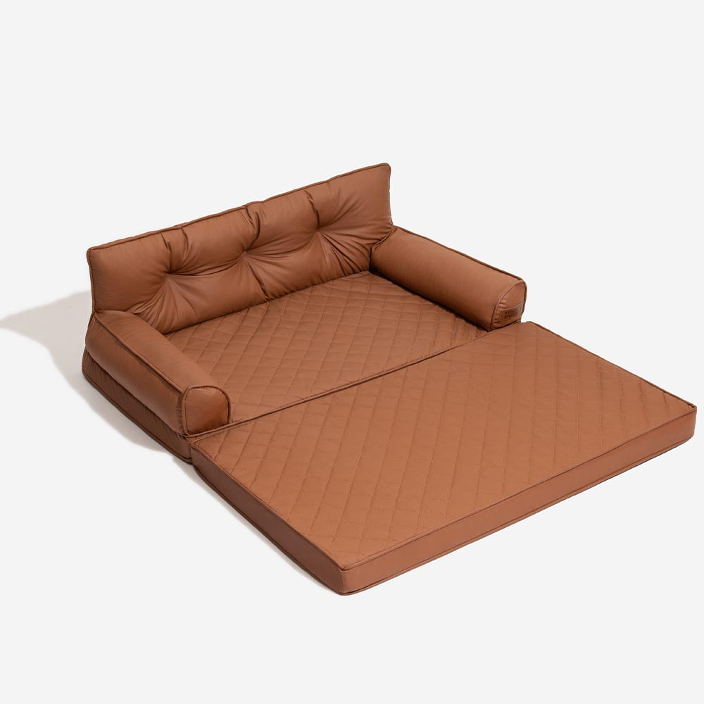 Luxe Kunstleder faltbares orthopädisches großes Hundebett - CoreLounge