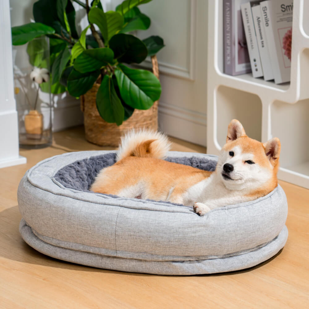 Flauschiges orthopädisches Hundebett in Donutform