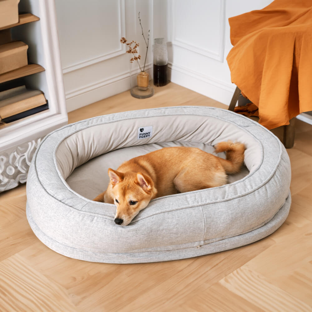 Flauschiges orthopädisches Hundebett in Donutform