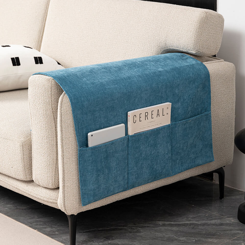 Chenille Antikratzer Sofa-Armlehnenbezug Zeitschriftenhalter