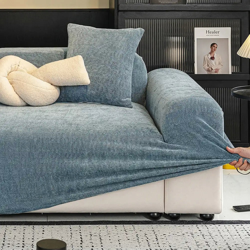 Zickzack Vollabdeckung Kratzfest Sofa Schutz Magische Stretch Eckcouchbezug