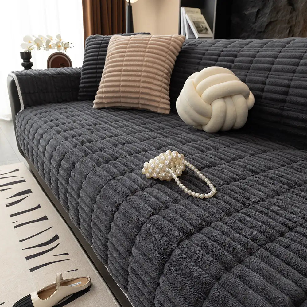 Einsitzer Bequemer Fleece Sofa Schutzhülle, Wasserdicht & Rutschfester Couchbezug