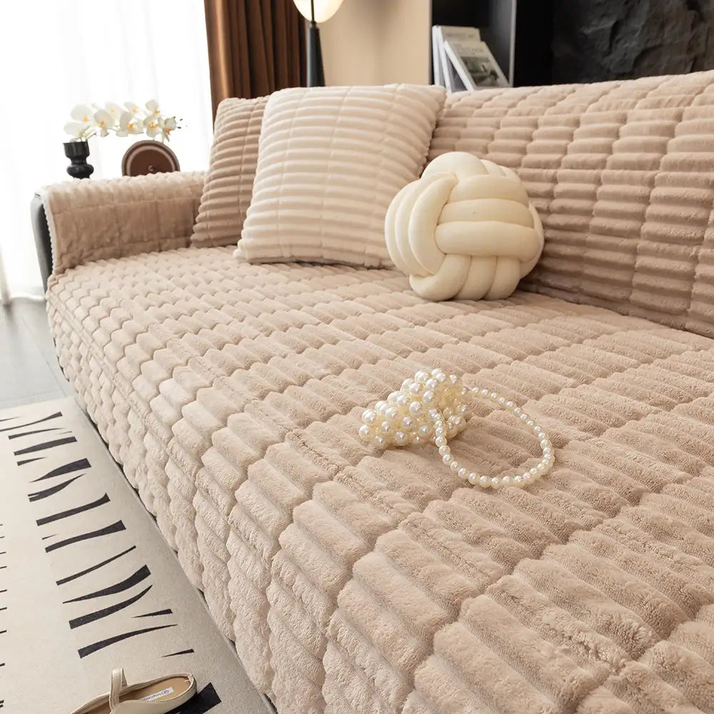 Einsitzer Bequemer Fleece Sofa Schutzhülle, Wasserdicht & Rutschfester Couchbezug