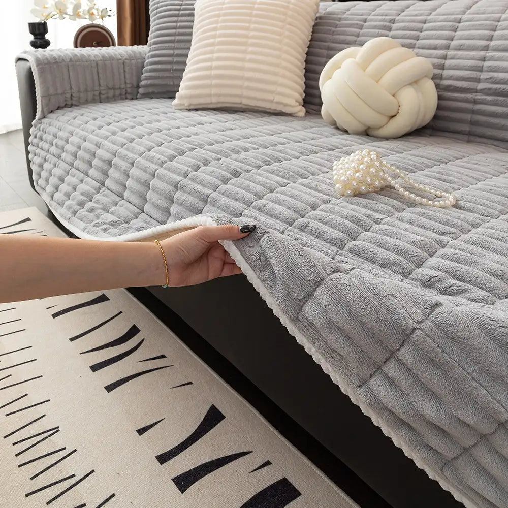 Einsitzer Bequemer Fleece Sofa Schutzhülle, Wasserdicht & Rutschfester Couchbezug