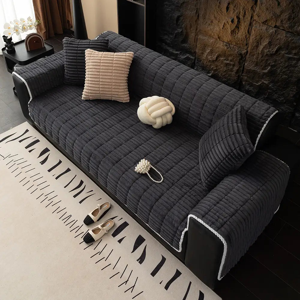 Einsitzer Bequemer Fleece Sofa Schutzhülle, Wasserdicht & Rutschfester Couchbezug