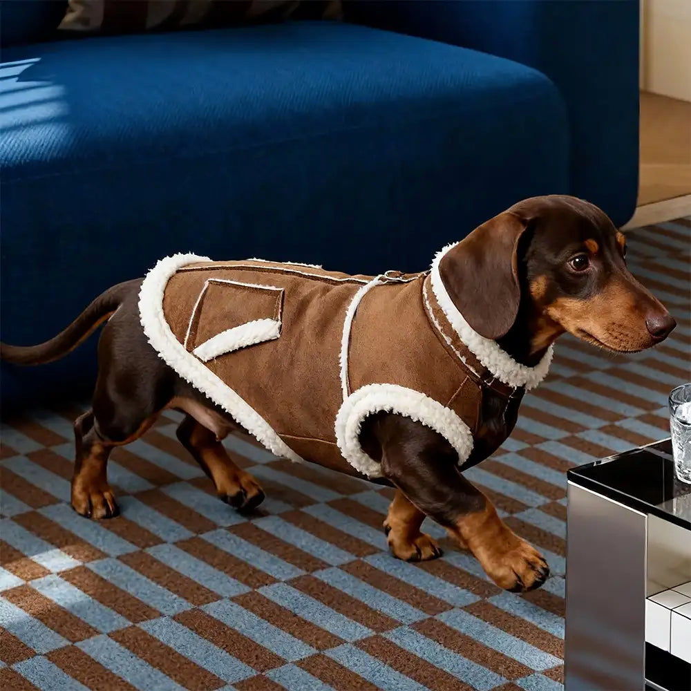 Retro Wildleder Dackel Hundeweste