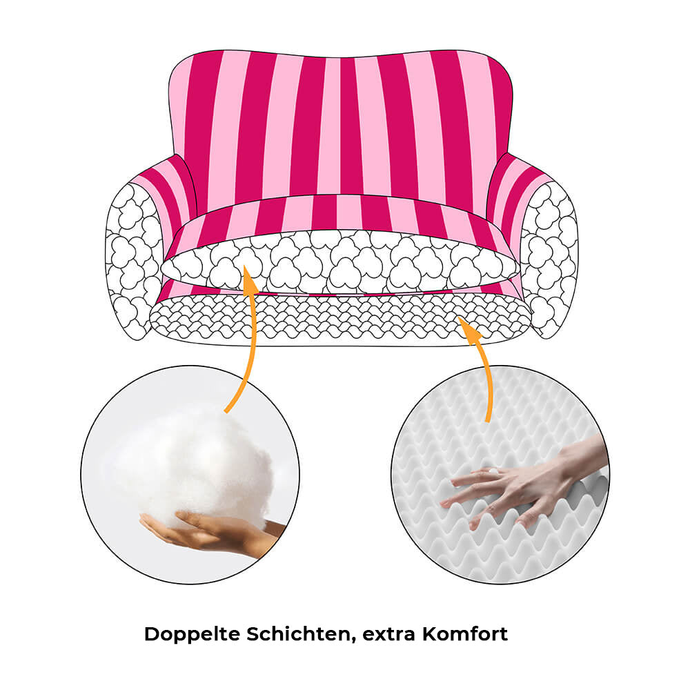 Trendy Gestreiftes Doppellagiges Katzensofa aus Lammwolleimitat