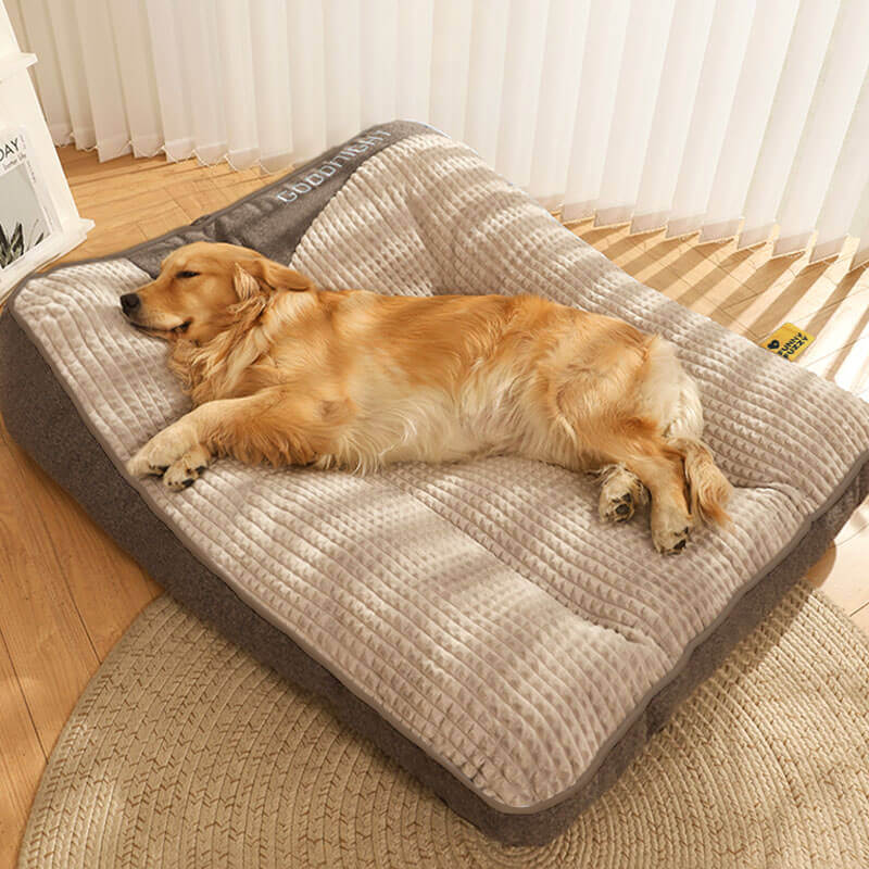 Großes Dickes Kratzfestes Orthopädisches Hundekissenbett mit Wirbelsäulenschutz