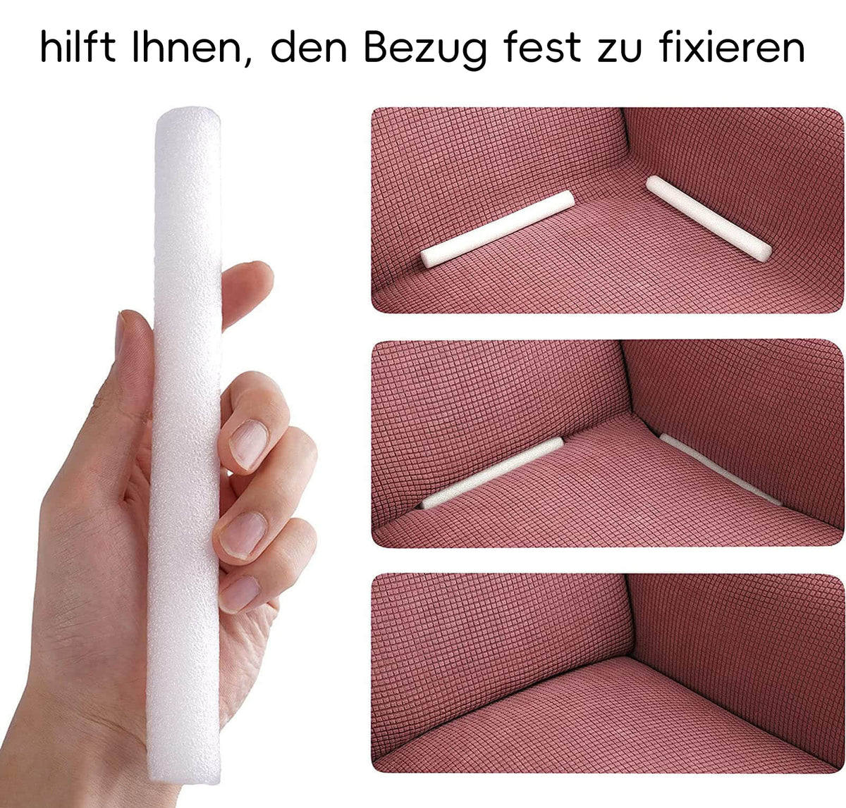 Rutschfeste Befestigungsstäbe für Sofabezüge aus Schaumstoff