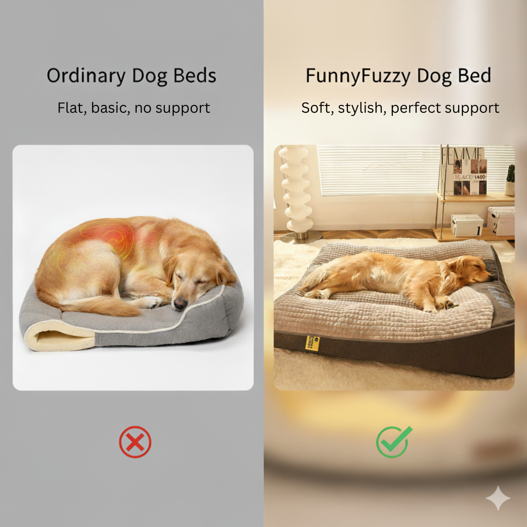 Personalisierbares, großes und dickes Hundebett mit kratzfester Rückenpolsterung
