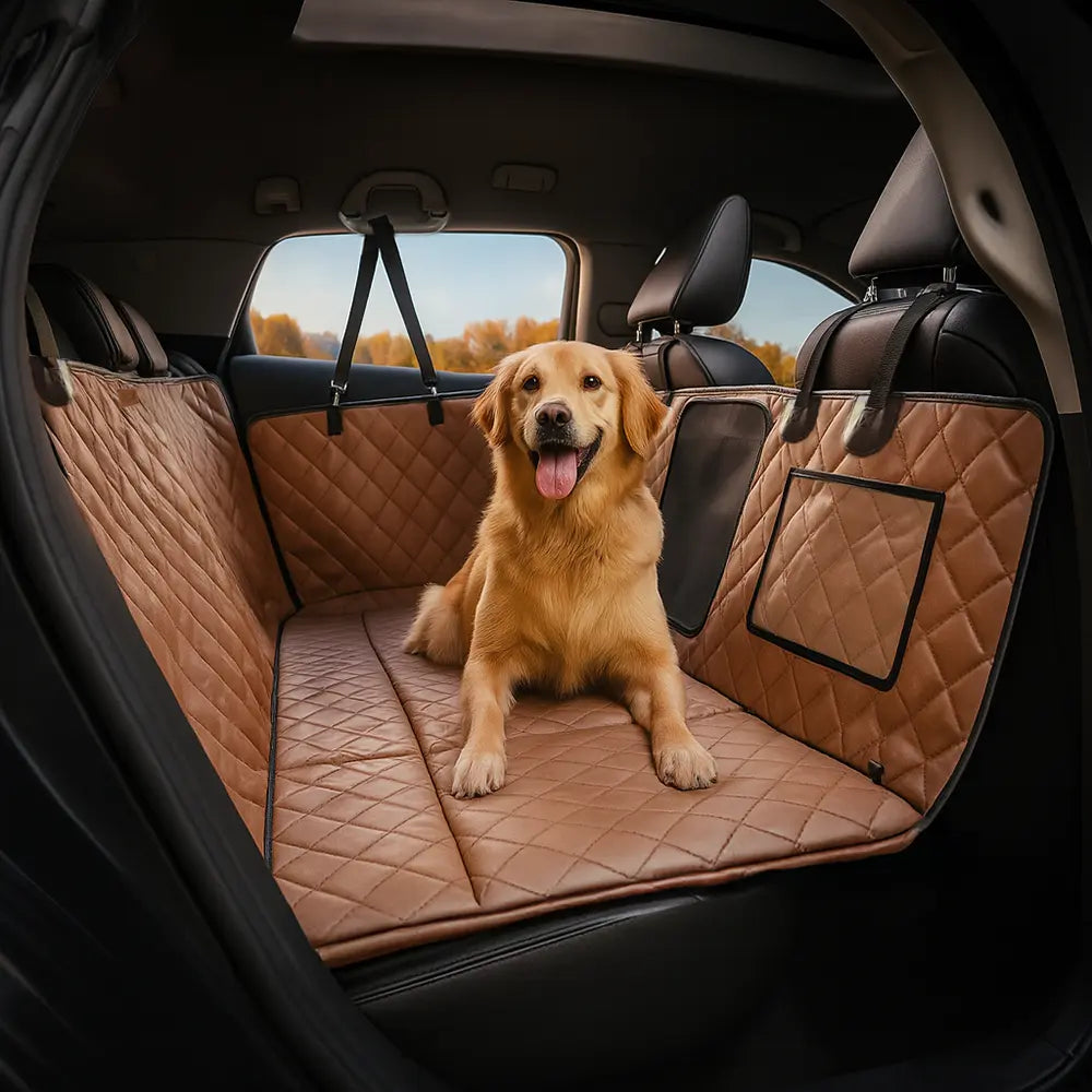 Premium Kunstleder wasserabweisend Hängematte Hund Autositz Abdeckung - RideProtector