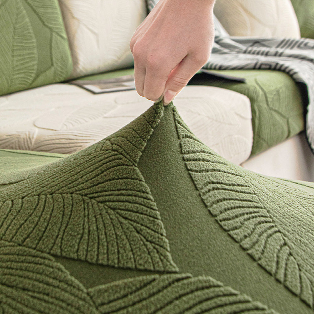 Moderner Jacquard-Sofabezug mit Blätterdesign – Wasserabweisend, Kratzfest & Elastisch, Rundum-Schutz