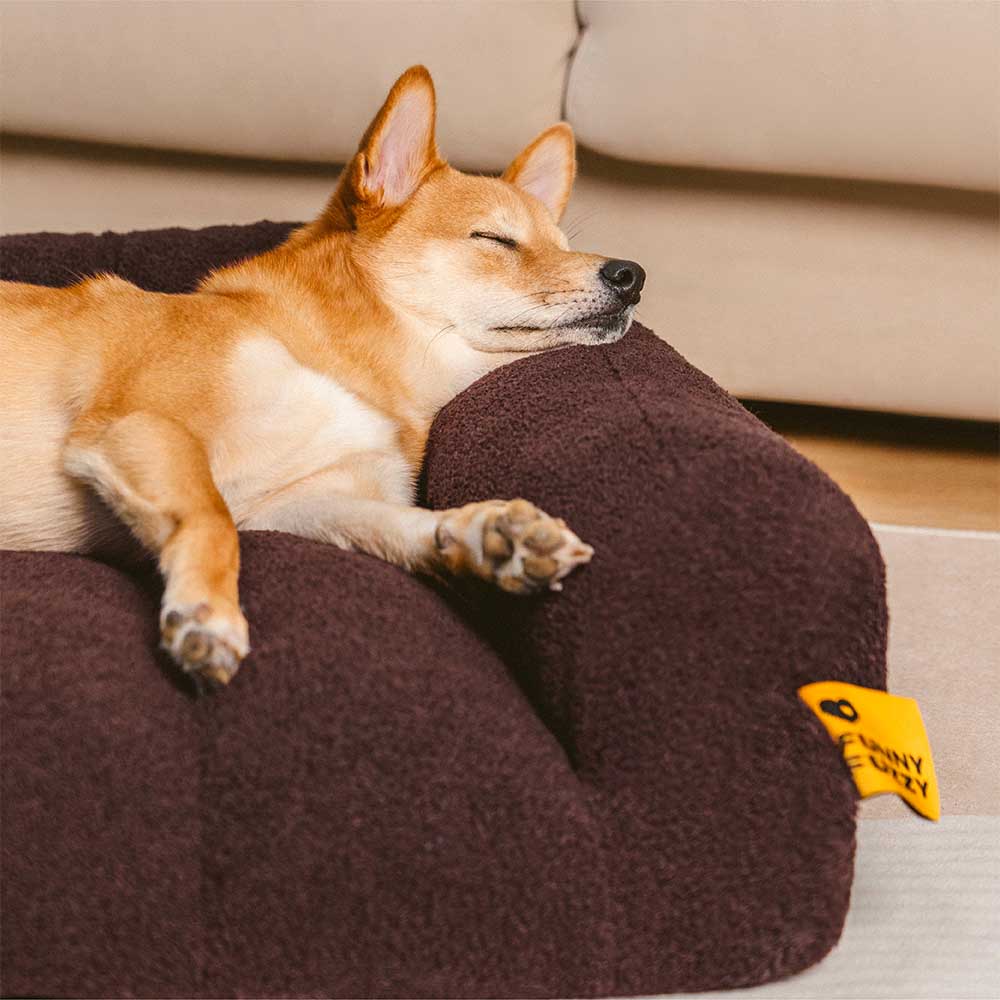 Großes Weiches Stützendes Orthopädisches Eckhundebett mit Kopfstütze - Cloudy Napper