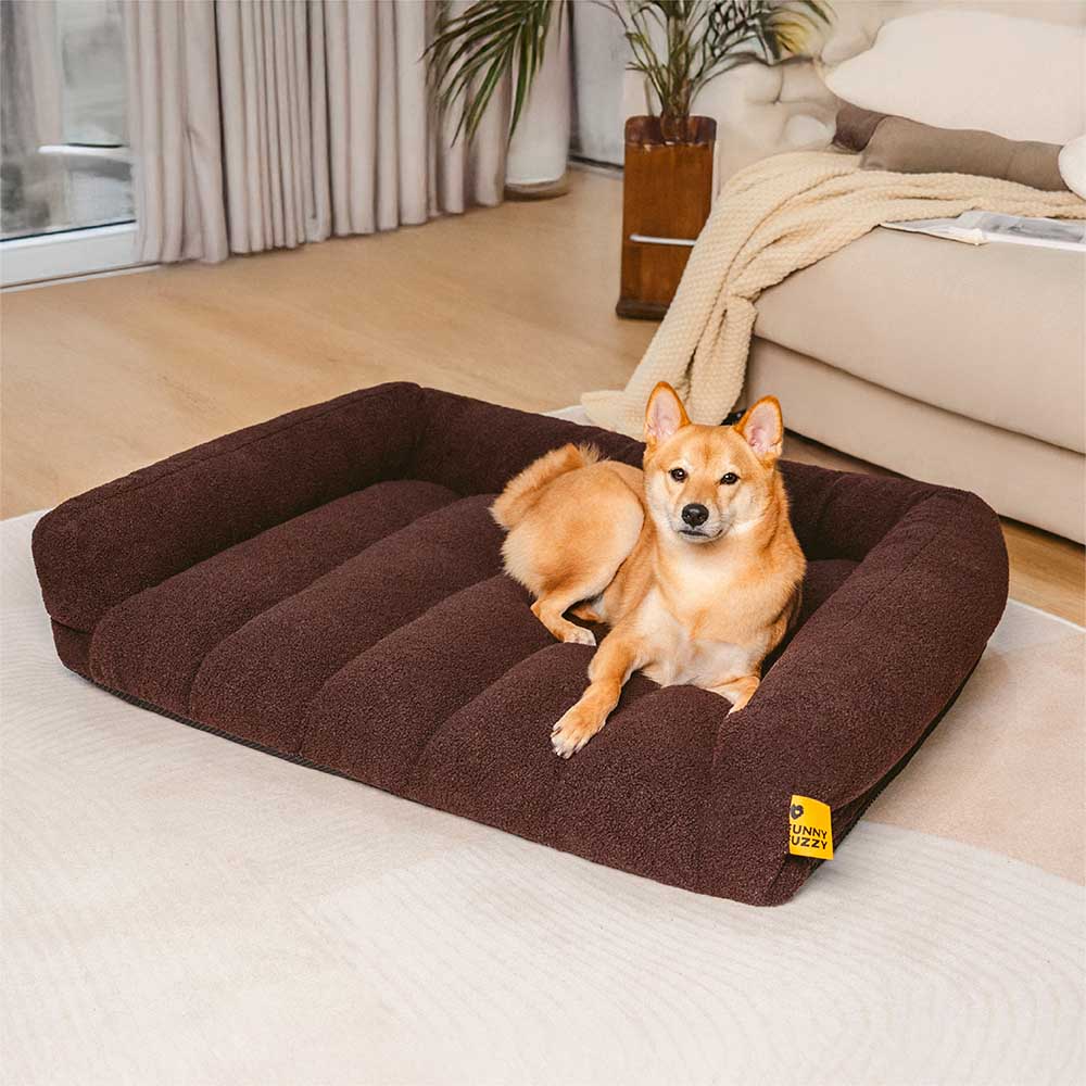 Großes Weiches Stützendes Orthopädisches Eckhundebett mit Kopfstütze - Cloudy Napper