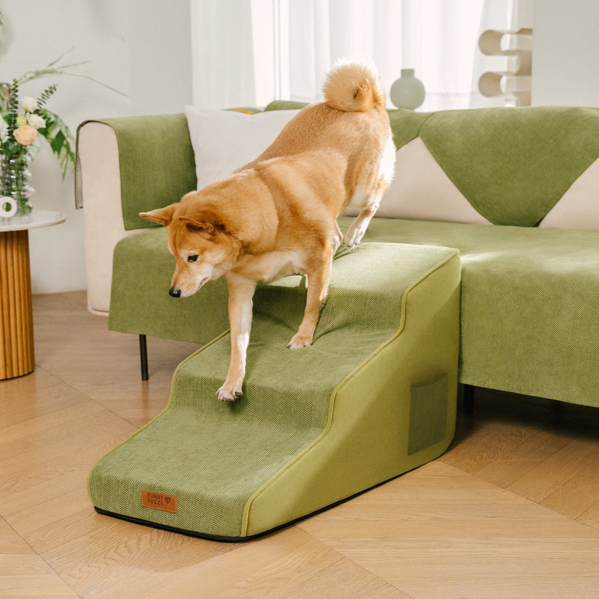 Chenille Extra Breite Rutschfeste Abnehmbare Schwamm Haustier Treppen - SafeRamp