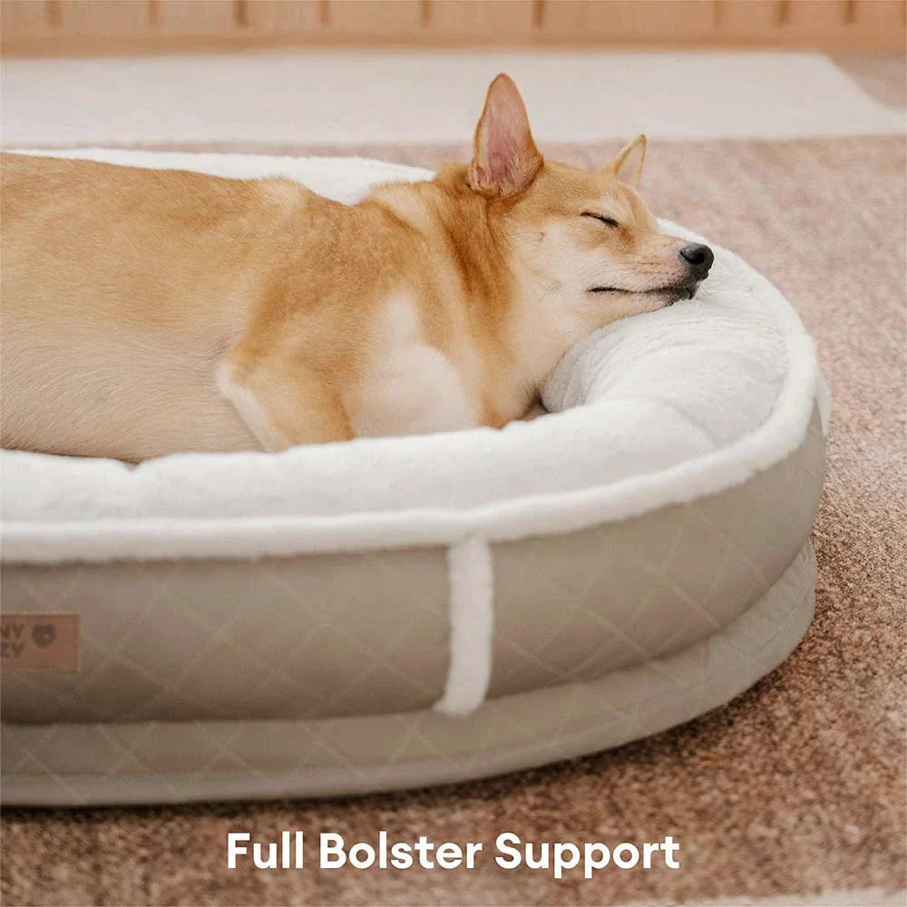 Deluxe Kunstleder & Plüsch Abnehmbares Orthopädisches Donut Hundebett - WarmNest