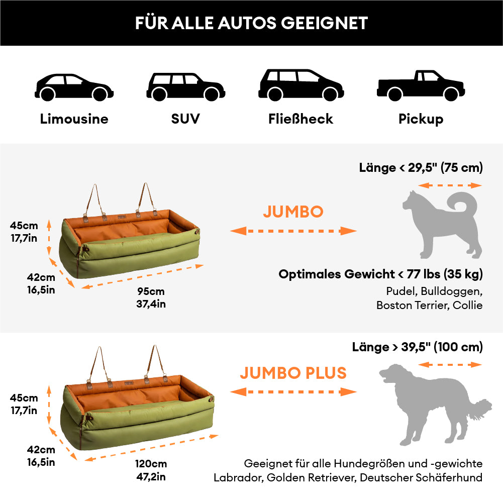 Großes Deluxe-Autositz-Sitzbett aus Kunstleder für Hunde - Urban Voyager
