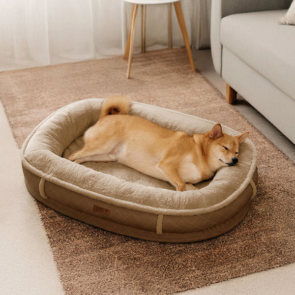 Deluxe Kunstleder & Plüsch Abnehmbares Orthopädisches Donut Hundebett - WarmNest