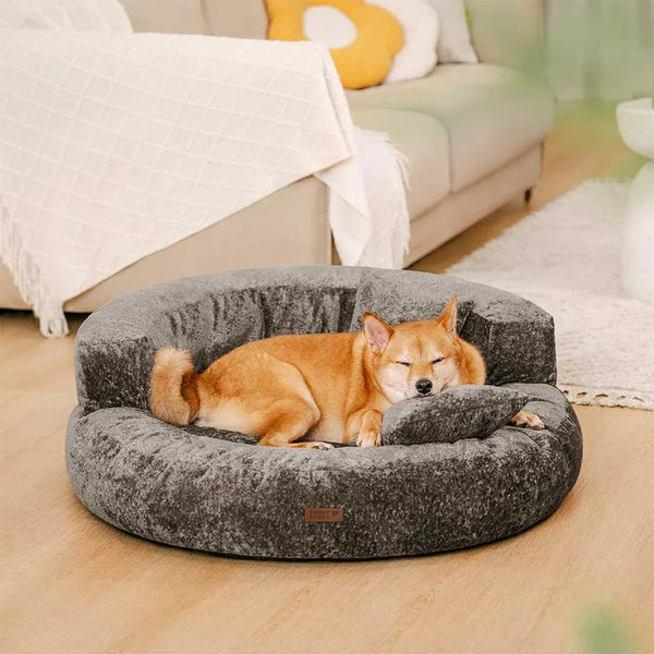 Orthopädisches Donut-Hundebett aus Diamond Velvet mit abnehmbarem Kissen – DreamNest