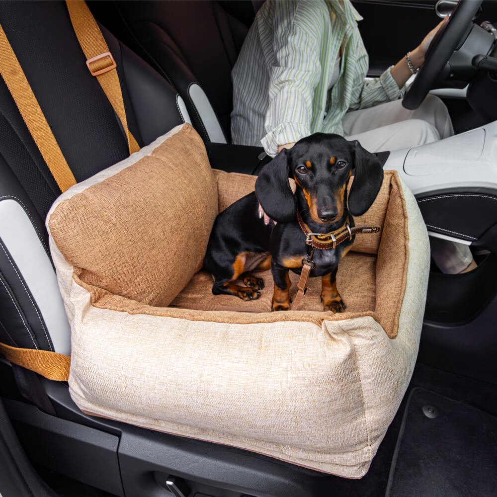 Wasserdichtes Sicherheitsbett für Hunde im Autositz in Hellkaffee