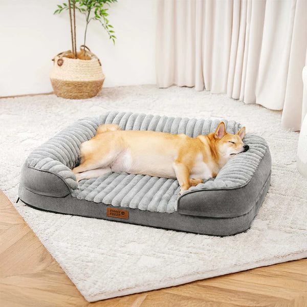 Fluffiges Plüsch-Orthopädisches Waschbares Bolster- Eckhundebett- ComfyPaws