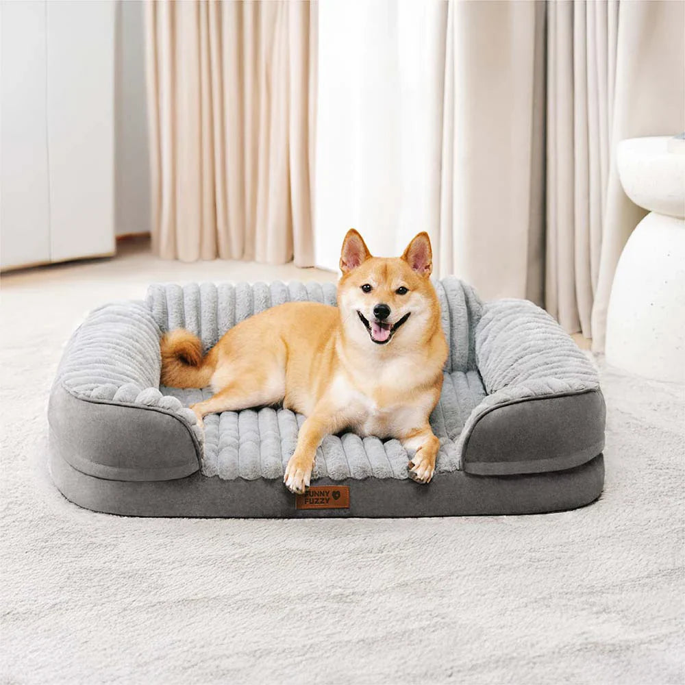 Fluffiges Plüsch-Orthopädisches Waschbares Bolster- Eckhundebett- ComfyPaws