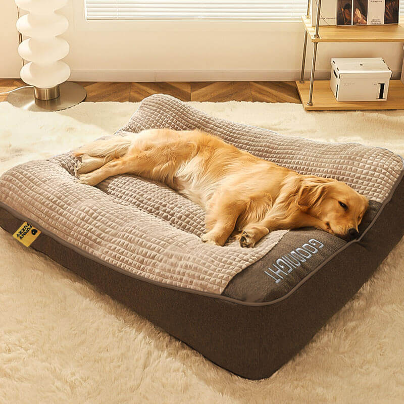 Großes Dickes Kratzfestes Orthopädisches Hundekissenbett mit Wirbelsäulenschutz