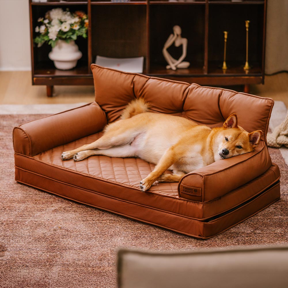 Luxe Kunstleder faltbares orthopädisches großes Hundebett - CoreLounge