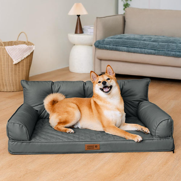 Luxe Kunstleder faltbares orthopädisches großes Hundebett - CoreLounge