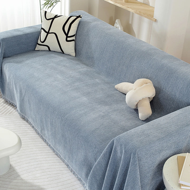 Quaste Couchbezug Chenille-Decke mit Fischgrätenmuster