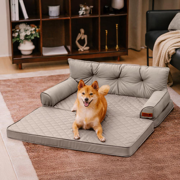 Luxe Kunstleder faltbares orthopädisches großes Hundebett - CoreLounge
