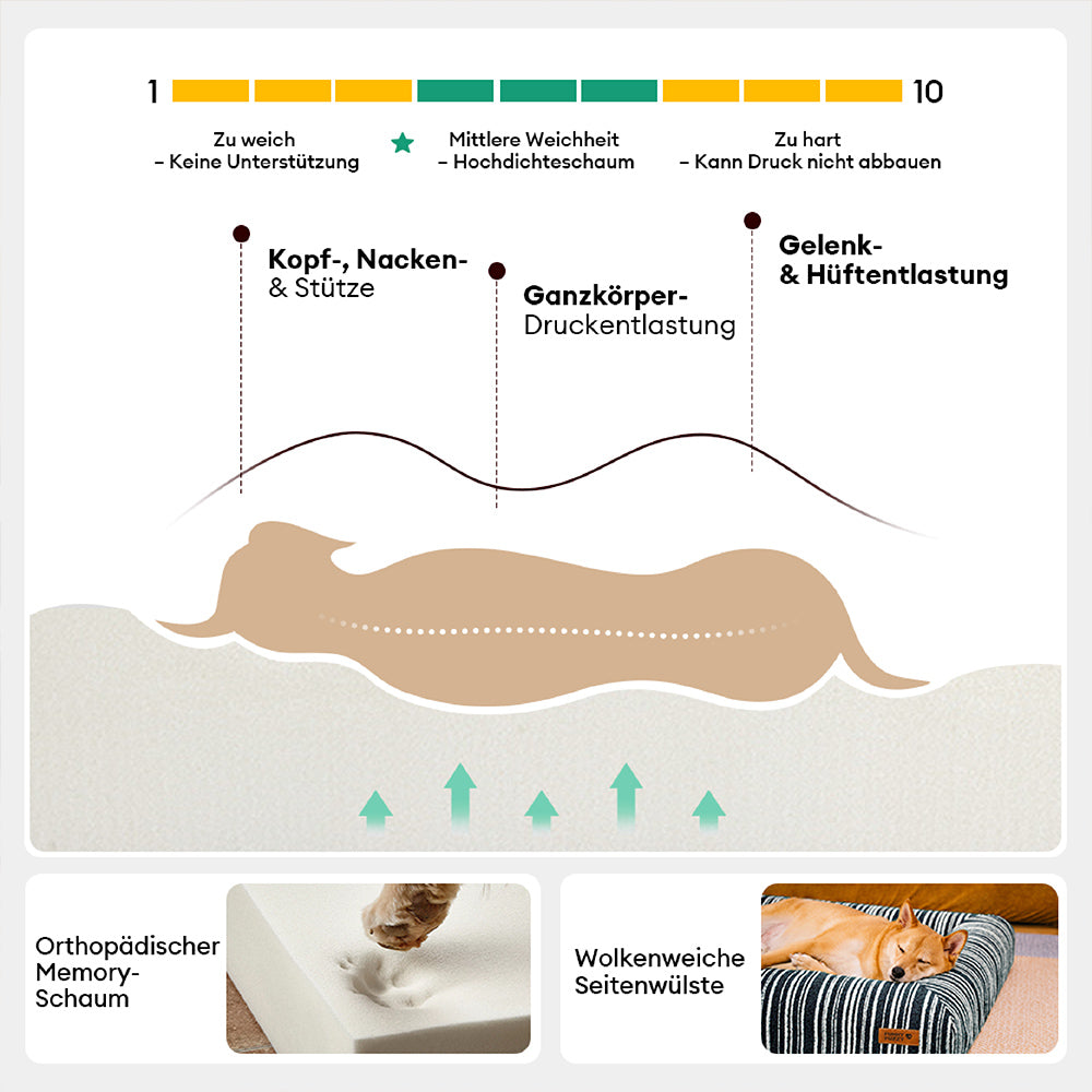 Orthopädisches ganzjahres Memory Foam Hundebett - Funnyfuzzy SnugNest