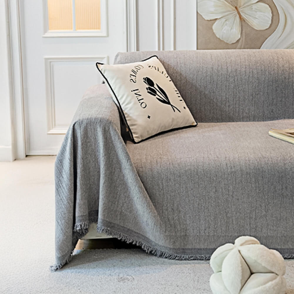Creme Chenille Texturiertes Tierfreundliches Anti-Kratzer Sofaüberwurf