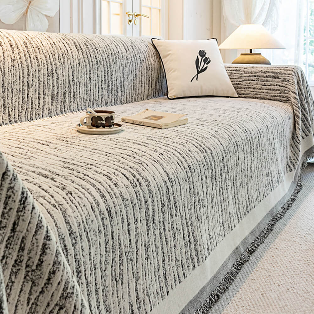 Creme Chenille Texturiertes Tierfreundliches Anti-Kratzer Sofaüberwurf