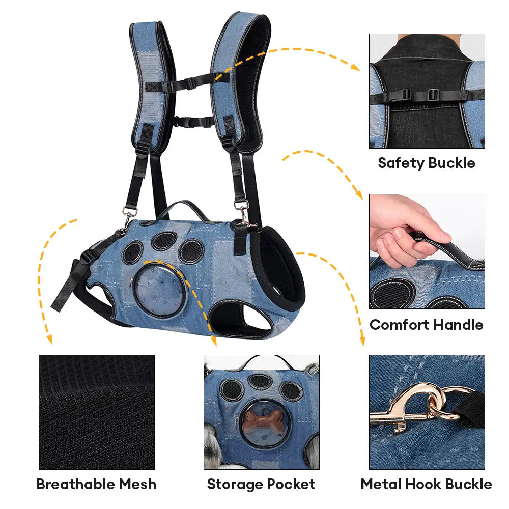 Tragetasche für Hunde ohne Hände für Reisen & Wandern – Multifunktionaler Rucksack für mittelgroße Hunde
