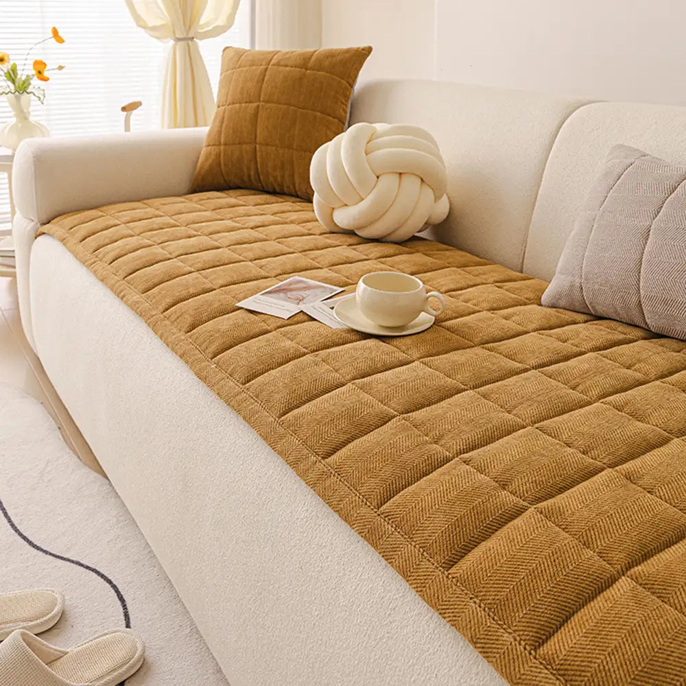 Zickzack-Chenille Elegante Atmungsaktive Sofadecke Rutschfeste Couchhülle
