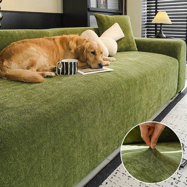 Elastischer Sofabezug im Fischgrätmuster – bequem, kratzfest und mit Rundumschutz