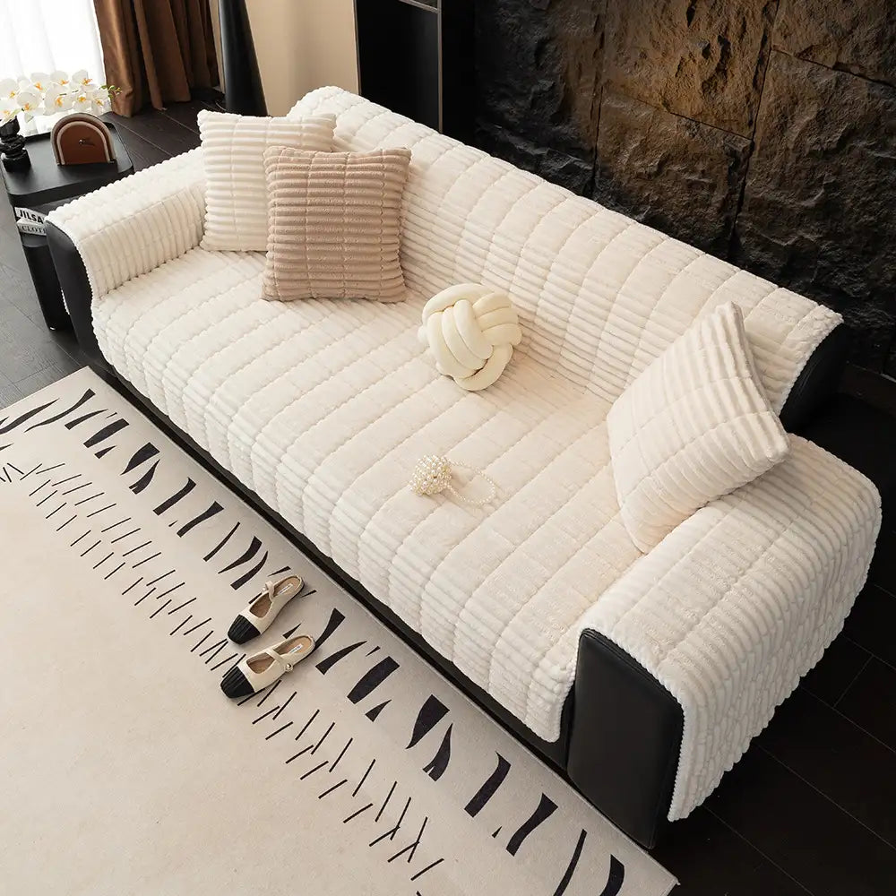 Einsitzer Bequemer Fleece Sofa Schutzhülle, Wasserdicht & Rutschfester Couchbezug