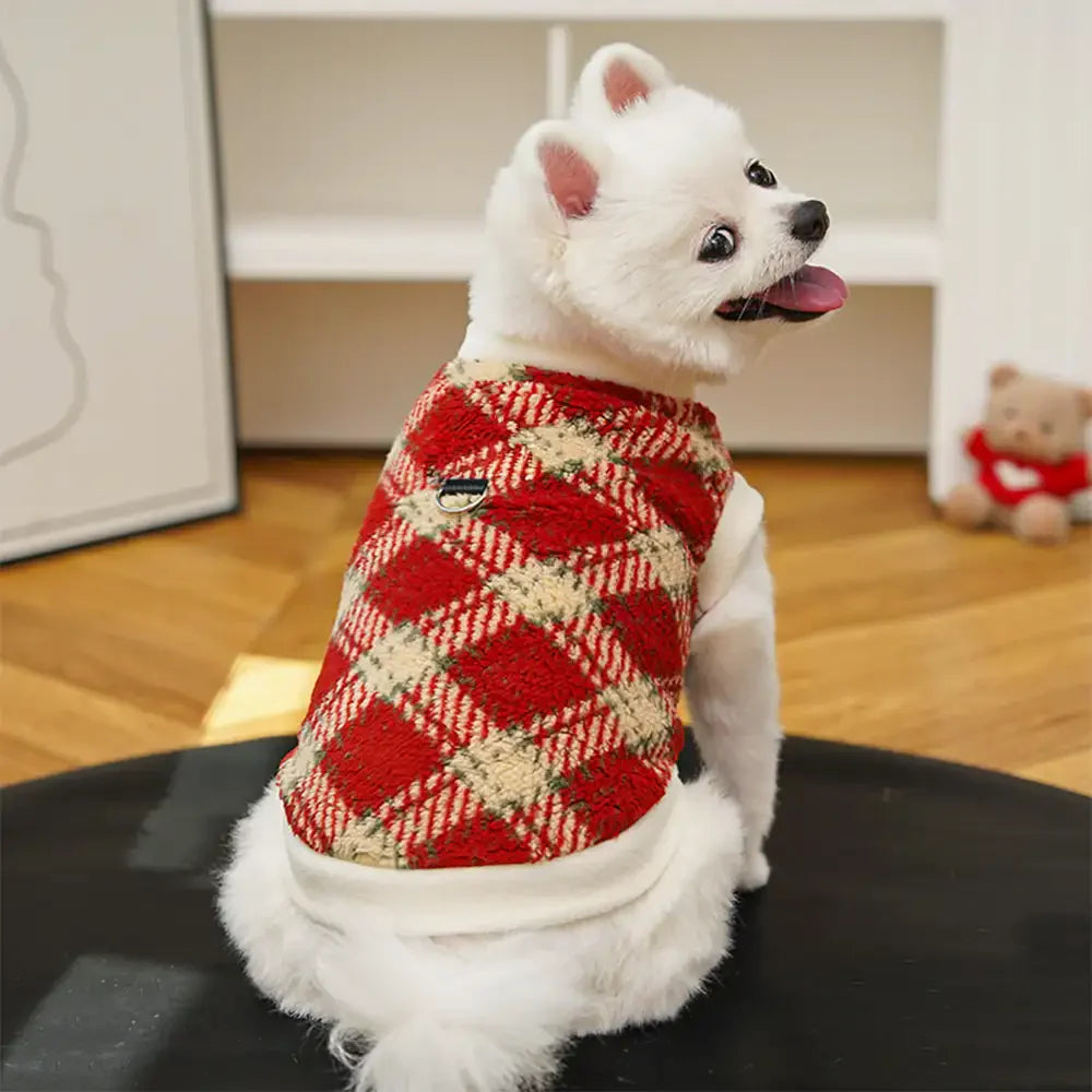 Kariert Bequem Warm Plüsch Hund Pullover Geeignet Für Alle Hunderassen