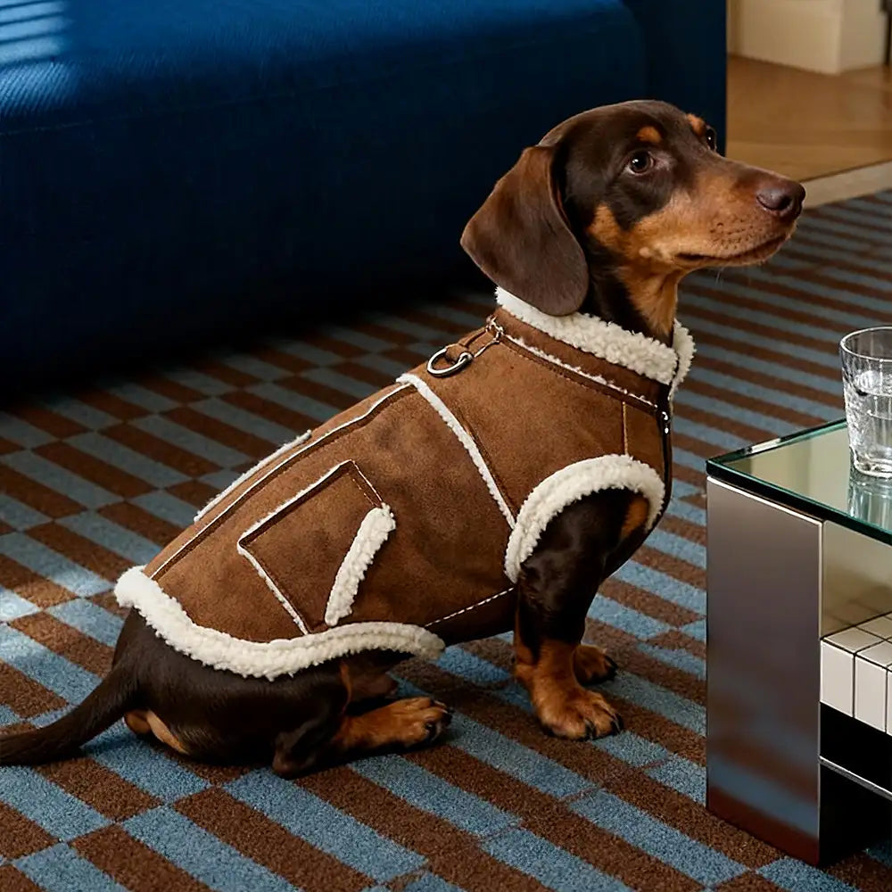 Retro Wildleder Dackel Hundeweste