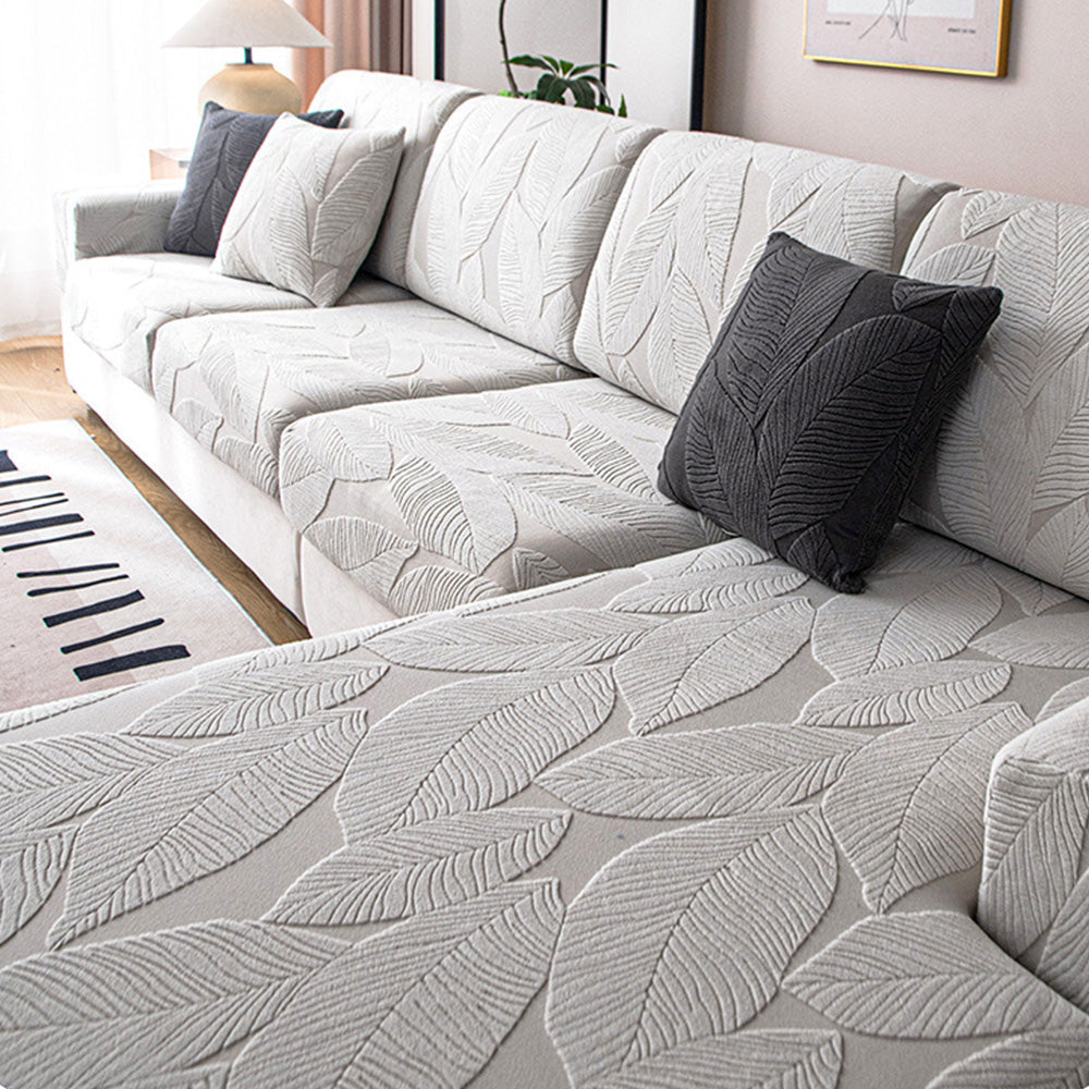 Moderner Jacquard-Sofabezug mit Blätterdesign – Wasserabweisend, Kratzfest & Elastisch, Rundum-Schutz